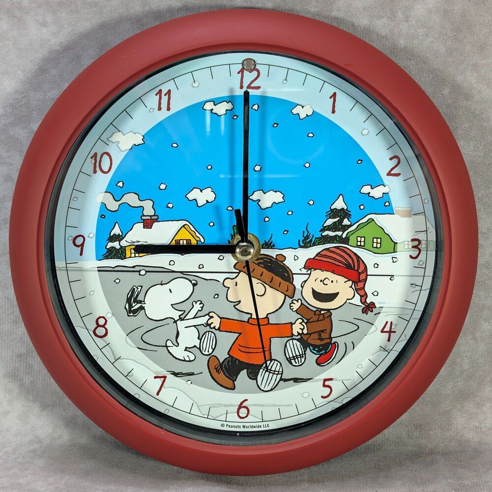 Peanuts Snoopy Charlie Brown Christmas Carol Musical Wall Clock With Stand 8 In